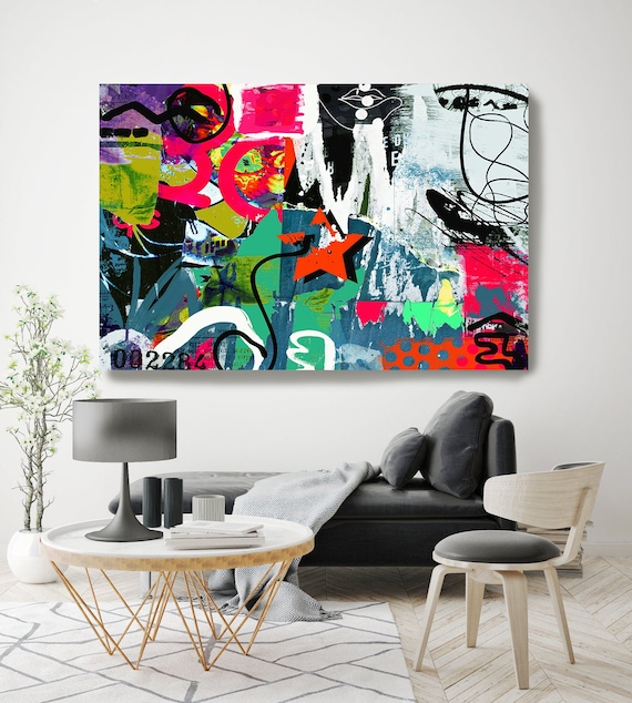 Graffiti Art, Street Art, Colorful Street Art Painting Print on Canvas, Large Canvas Print, Urban Canvas Print, All I could see