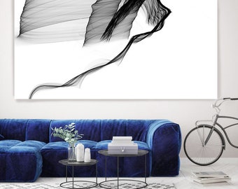 Arte mural minimalista extra grande hasta 100", Pintura abstracta, Arte contemporáneo, Pintura en blanco y negro, Impresión artística en lienzo, Abstracto grande