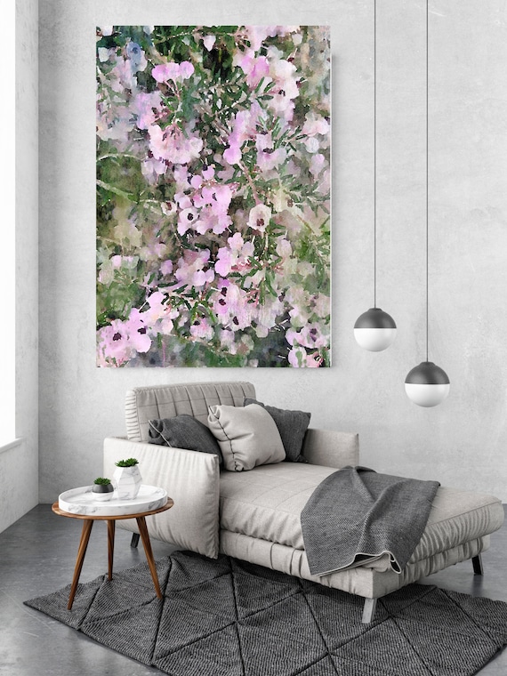 Spring Mist, pink floral painting, pink art, floral art, shabby chic, Pink Floral Art, Pink Rustic Flowers Canvas Print