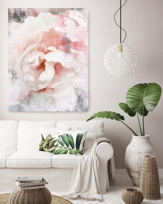 Peony Watercolor Painting Print, watercolor pink peony, watercolor floral, peony canvas print, peony gift, Blushing Beauty shabby chic