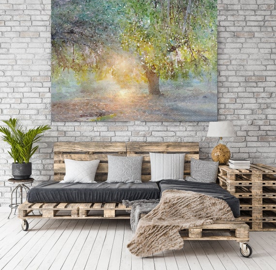 Rustic landscape painting, Nature Painting, Country Landscape Painting, Rustic landscape Canvas Print, Farmhouse Art, In dawning daydreams 2