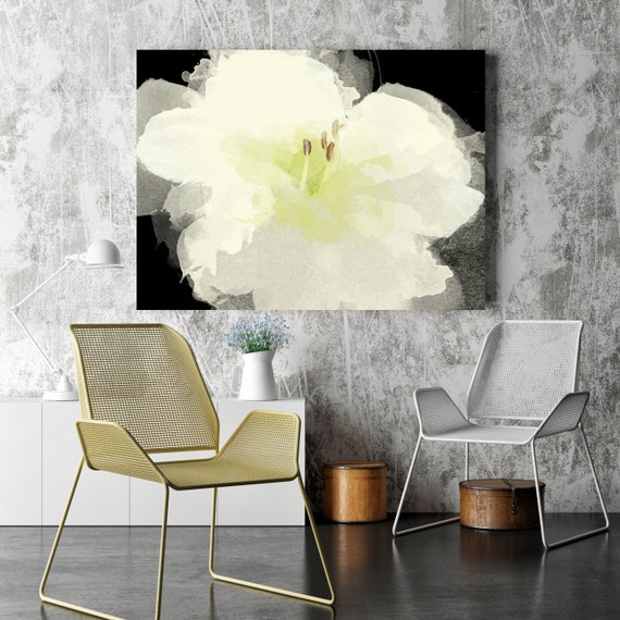 White Flower. Floral Painting, White Abstract Art, Wall Decor Large Abstract Colorful Contemporary Canvas Art Print up to 72" by Irena Orlov