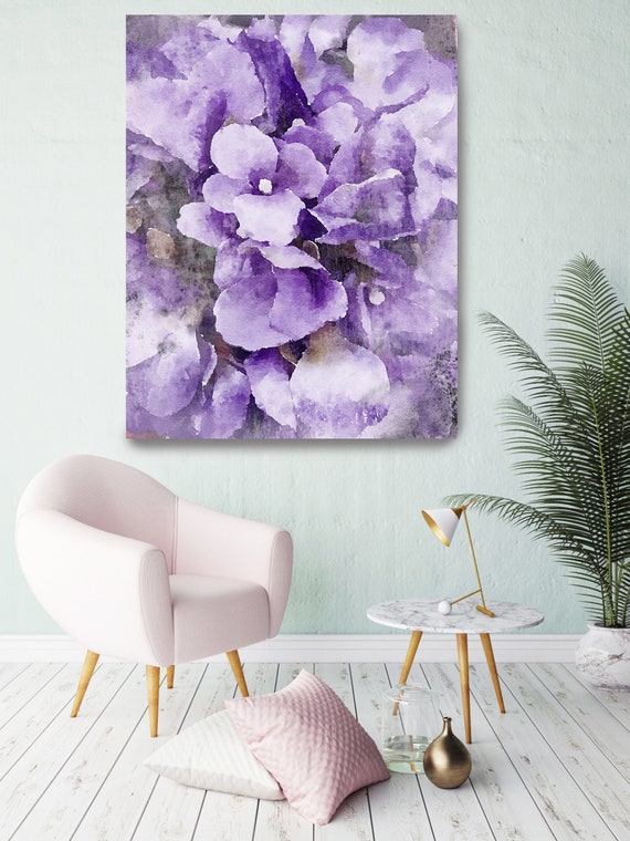 Moonlight Sonata in Purple Floral Watercolor Painting Print, watercolor painting, watercolor floral canvas print, shabby chic canvas print