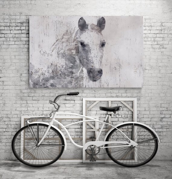 Gorgeous Dapple Horse. Extra Large Horse, Horse Wall Decor, Gray Rustic Horse, Large Contemporary Canvas Art Print up to 72" by Irena Orlov