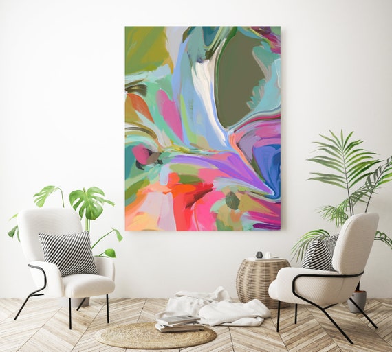 Desert Mirage 20, Vibrant Colorful Painting, Bright Multicolor Abstract Painting, Boho Painting Boho Chic Canvas Print, Flow Painting