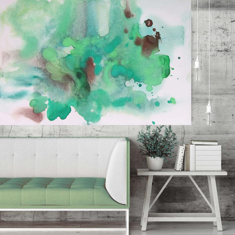 Brown Green Summer Dream Extra Large Abstract Canvas Art Print by Irena Orlov Contemporary Abstract Green Aqua Canvas Art Print up to 72