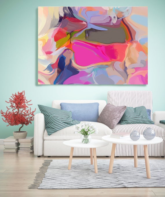 Home decor wall art. Abstract art. Boho Art. Oversized Art, Large Canvas Print. Energy Painting. Colorful Abstract Artwork Between shadows 2