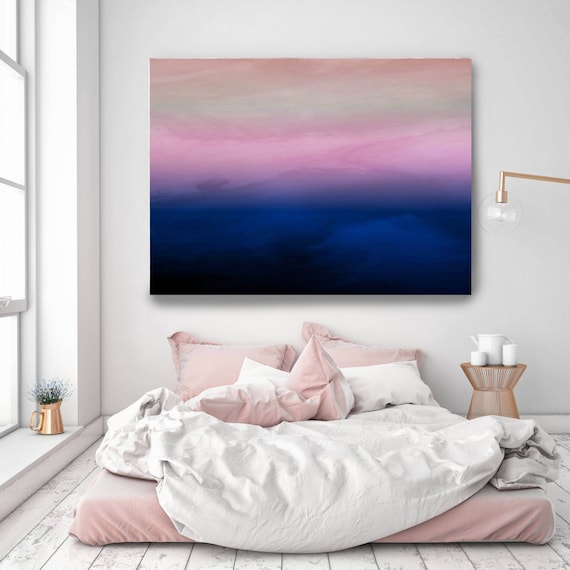 Abstract Minimalist Rothko Inspired 1-2-4. Abstract Painting Giclee of Original Wall Art, Purple Pink Black Large Canvas Art Print up to 72"