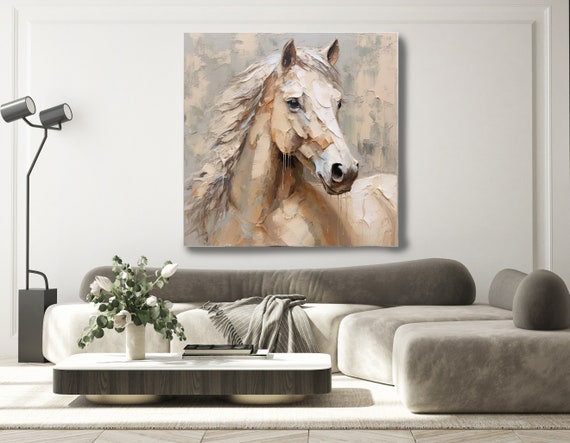 Contemporary Textured Horse Art Abstract Horse Paintings On Canvas Modern Equestrian Wall Art Canvas Print