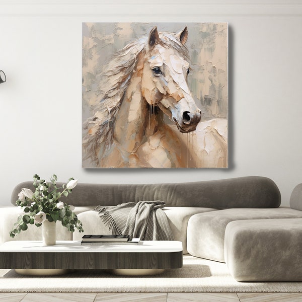 Contemporary Textured Horse Art Abstract Horse Paintings On Canvas Modern Equestrian Wall Art Canvas Print