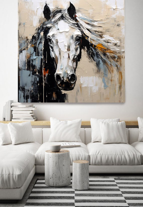 Samanta Horse Portrait, Horse Art Canvas, Horse Painting, Impressionist Horse Painting Print, Rustic Horse Canvas Art Print