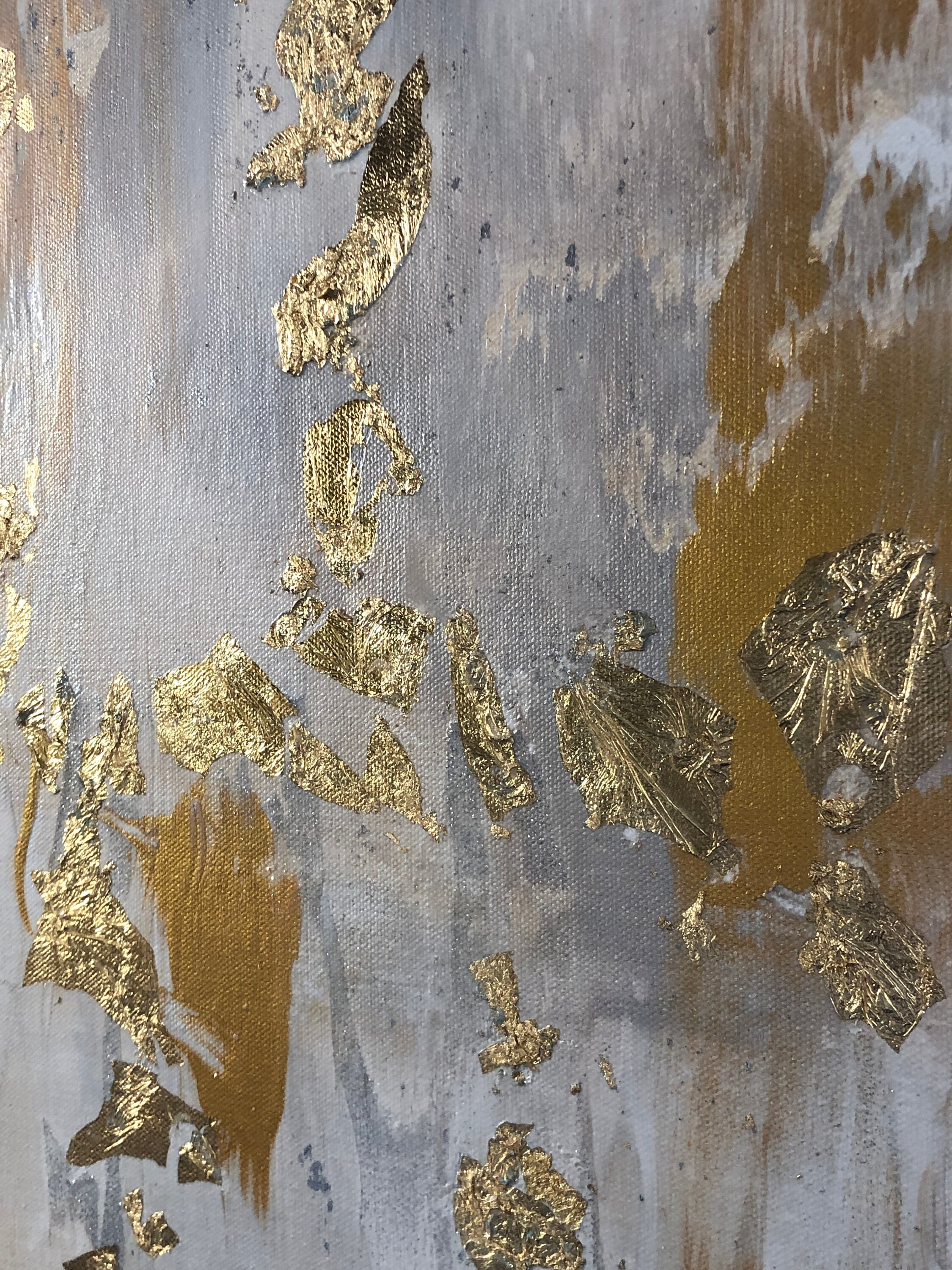 Gold Leaf Silver Abstract Original Painting on Canvas 48 X Etsy