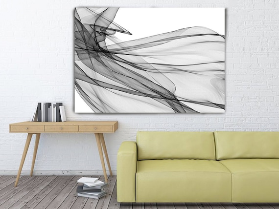 Movement, Abstract Black and White 20-06-31. Unique Abstract Wall Decor, Large Contemporary Canvas Art Print up to 72" by Irena Orlov