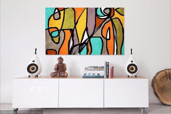 Midcentury Modern Painting Midcentury Canvas Print Mid century Wall Decor Retro Painting Mid Century Wall Art