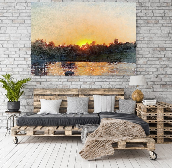 Landscape Painting, Seascape Canvas Print, Seascape Art Canvas Scenic Wall Art Scenery Nature, Endless Day