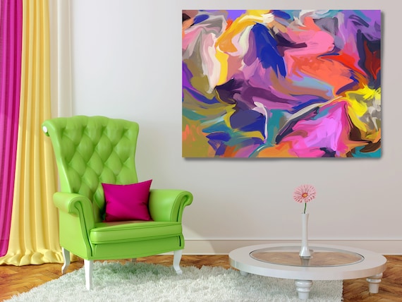 Finding Paradise Flow Painting, Vibrant Colorful Painting, Bright Multicolor Abstract Painting, Boho Painting Boho Chic Canvas Print