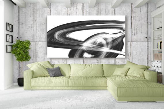 The route. Contemporary Abstract Black and White, Unique Abstract Wall Decor, Large Contemporary Canvas Art Print up to 72" by Irena Orlov