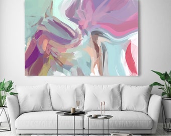 The Color Movement.1, Abstract Painting Modern Wall Art Painting Canvas Art Print Art Modern Pink Purple Blue up to 80" by Irena Orlov