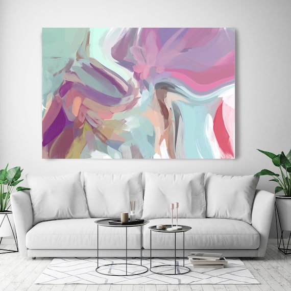 The Color Movement.1, Abstract Painting Modern Wall Art Painting Canvas Art Print Art Modern Pink Purple Blue up to 80" by Irena Orlov