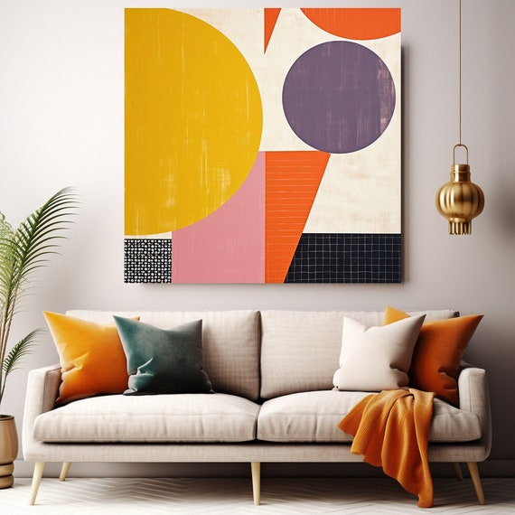Midcentury Mod Vibes-24., Contemporary Midcentury Art, Midcentury Modern Art, Living Room Art, Brown Midcentury Canvas Print