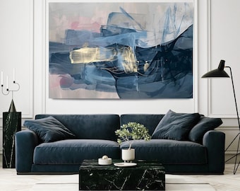 Innovative Imprints-4 - Blue Contemporary New Media Abstract Canvas Print for Modern Decor, Living Room Art, Office Wall Art, IrenaOrlov