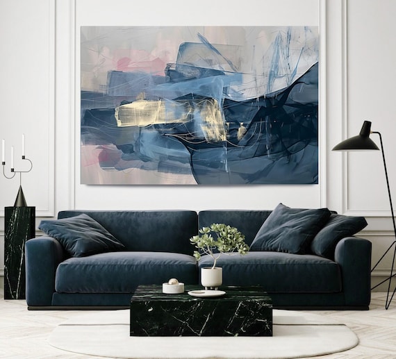 Innovative Imprints-4 - Blue Contemporary New Media Abstract Canvas Print for Modern Decor, Living Room Art, Office Wall Art, IrenaOrlov