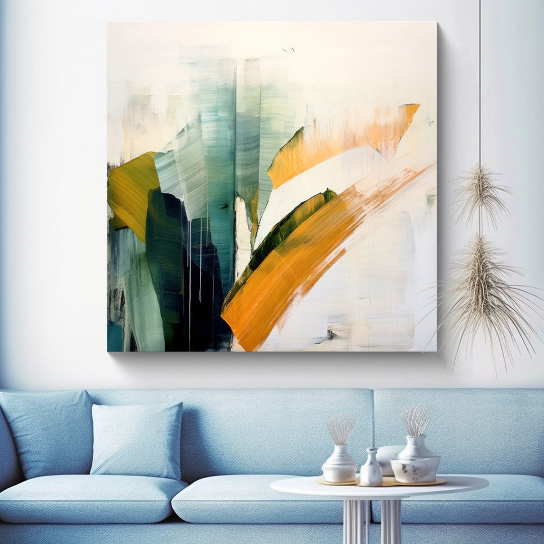 Green Orange Forms 1 Canvas Print | Minimalist Abstract Painting ...