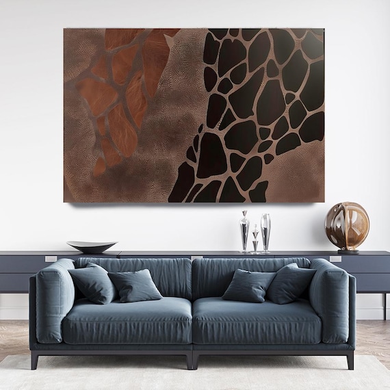 Copper Cascade-12 Contemporary Abstract Painting Print on Canvas, Contemporary Living Room Decor, Office Wall Art, Textured Abstract
