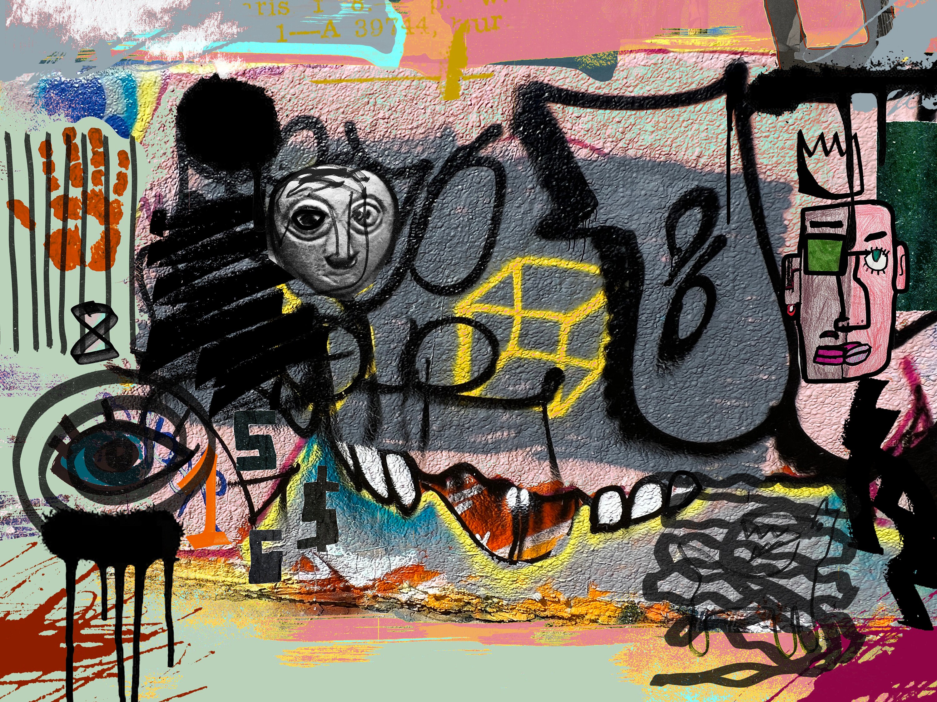 Urban art Graffiti Art Street Art Painting Print on Canvas