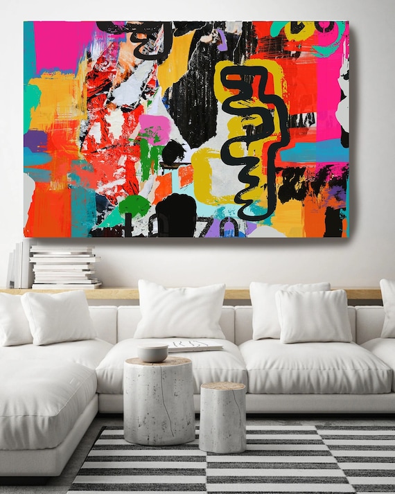 Graffiti Abstract Canvas, Street Art, Street Art Painting Print on Canvas, Large Canvas Print, Urban Artwork Canvas Print, Intuitive Senses