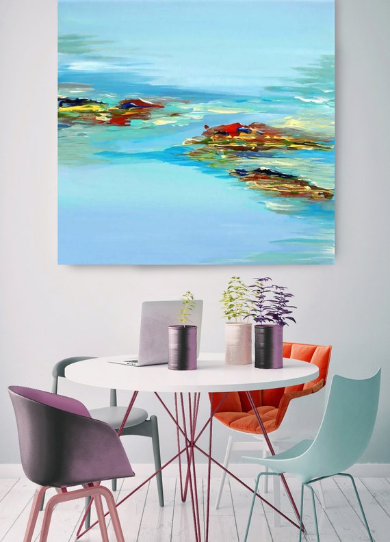 Coastal landscape, abstract seascape, Sea Painting, Beach Painting, Large Ocean Canvas Print, Coastal landscape, Costal Beach Art