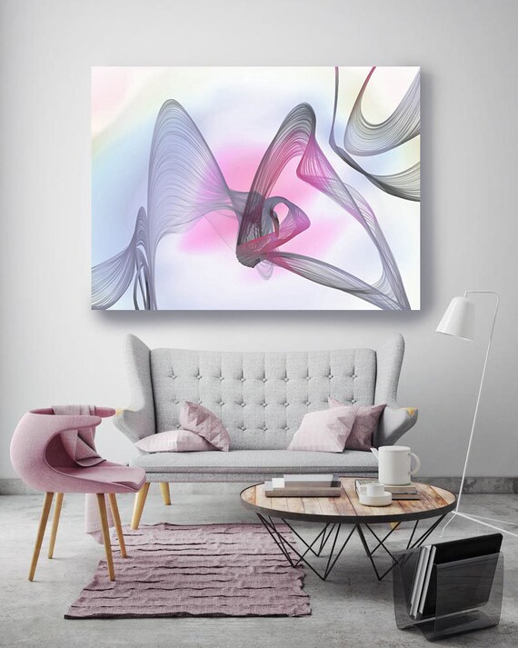 Extra Large Wall Art, Abstract Wall Art Contemporary Art Large Abstract Canvas Abstract Canvas Print, Pink Abstract, New Media Gradient 55