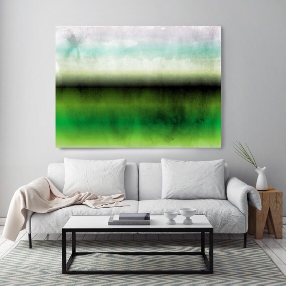 Abstract Minimalist Rothko Inspired 1-10. Abstract Painting Giclee of Original Wall Art, Blue Green Large Canvas Art Print up to 72"