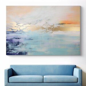 Fluid Elegance-1 / Abstract Blue Coastal Canvas Print, Large Wall Art, Textured Beach Canvas Print,Custom Blue Wall Art Living Room Decor