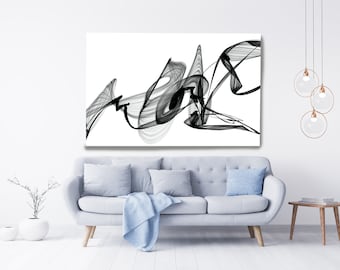Abstract Nordic Black & White Canvas Painting, Office Decor Minimalist Canvas Art Print, Black and White Textured Painting, My Lost Hopes