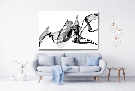 Abstract Nordic Black & White Canvas Painting, Office Decor Minimalist Canvas Art Print, Black and White Textured Painting, My Lost Hopes