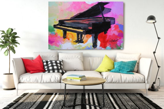 Contemporary Piano Canvas Art Print | Piano Wall Art | Extra Large Piano Print | Musicians Canvas Printing | Colorful Wall Decor