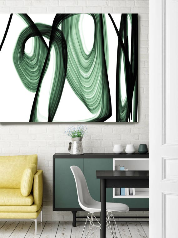 ORL-7119-2 Abstract Expressionism in Green 9. Unique Green Abstract Wall Decor, Large Contemporary Canvas Art Print up to 72" by Irena Orlov