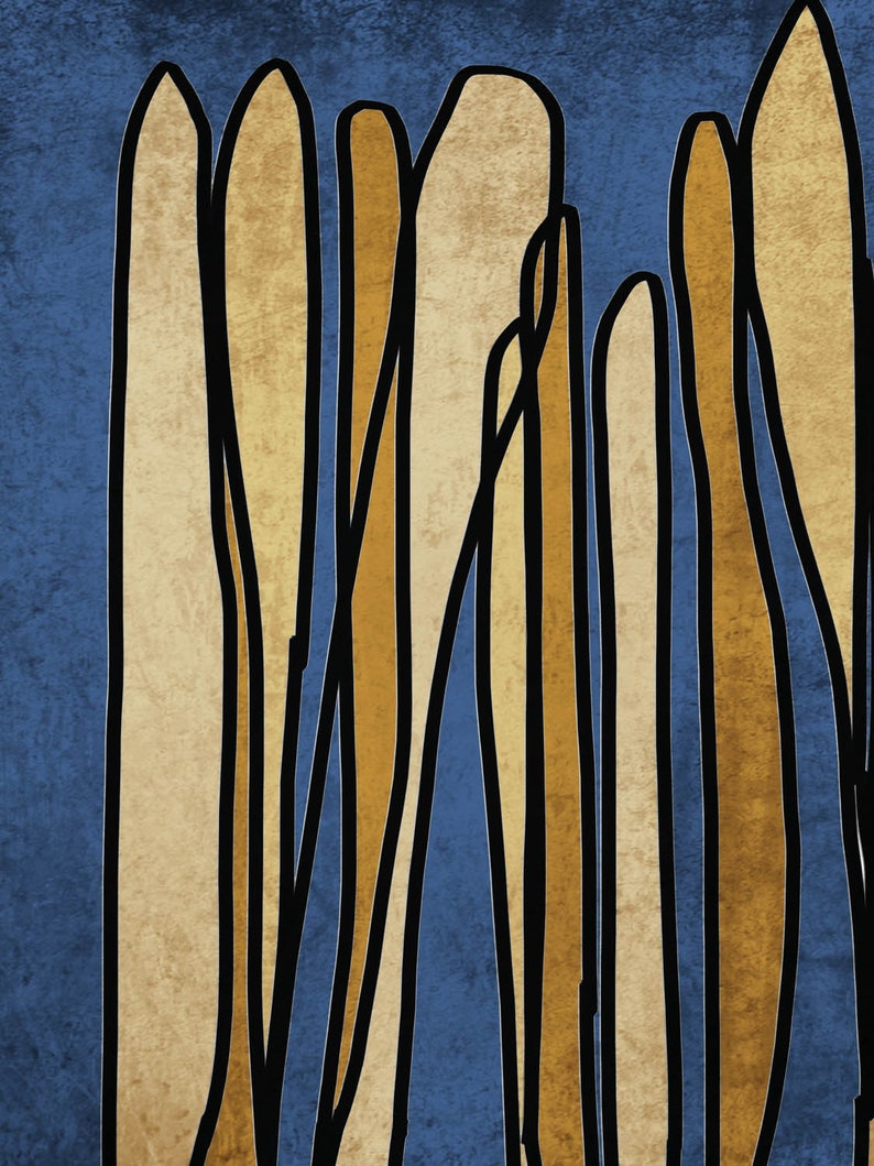 Line Art Modern Blue Gold Canvas Art Print Scandinavian print Minimalist abstract Wall decor Blue Black Minimalist Art Abstract Line Art 31