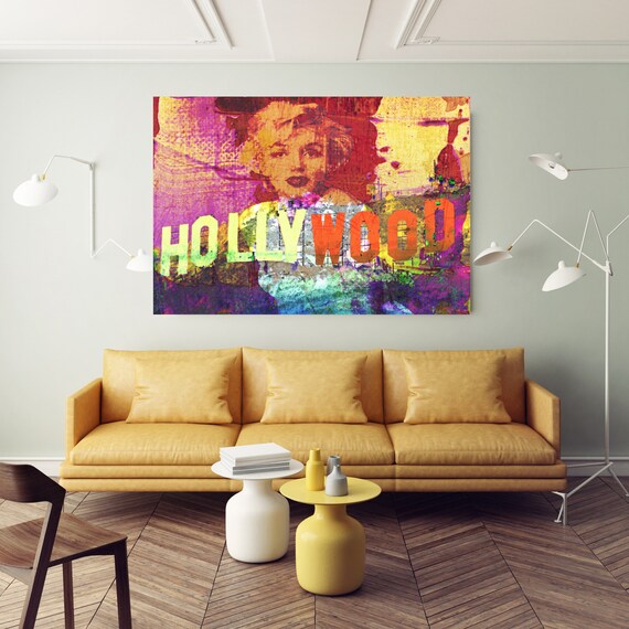 Large Canvas Print : Marilyn Monroe Hollywood by Irena Orlov, large canvas art print, wall art print, red yellow, fine art print