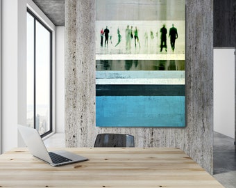 Going To Work 6, Arte para su oficina, Arte mural de oficina, Decoración de oficina corporativa azul, Arte de lienzo extra grande Impresión de hasta 72" por Irena Orlov