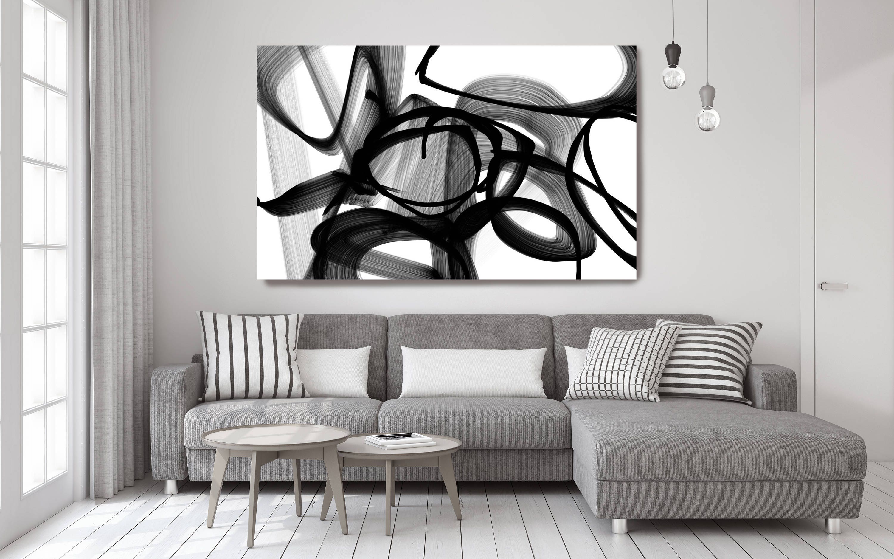 Black and white wall art Black and white Abstract art Black and white