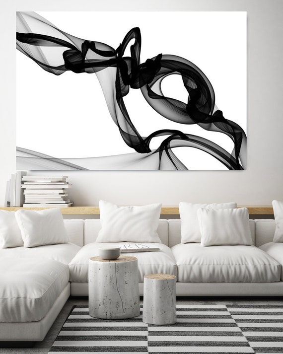 Minimalist Black and White,Abstract Painting Black and White Art, Large Painting on Canvas, BW Modern Art, Black, white Canvas Art Print