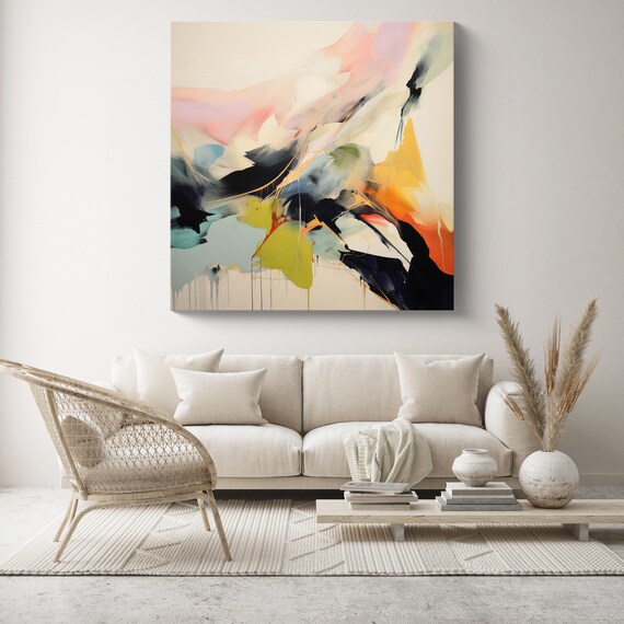 Harmonious Color Fields-95, Colorful Contemporary, Minimalist Painting Print, Canvas Print Painting Art, Office Art, Living Room Wall Decor