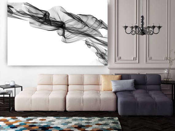 Abstract Black and White 20-20-52. Unique Abstract Wall Decor, Large Contemporary Canvas Art Print up to 72" by Irena Orlov