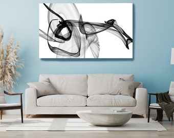 Black and White Wall Art, Through Time, Home Decor Wall Art Black and White Abstract Canvas Print, Large Wall Art, Office Decor, Minimalist