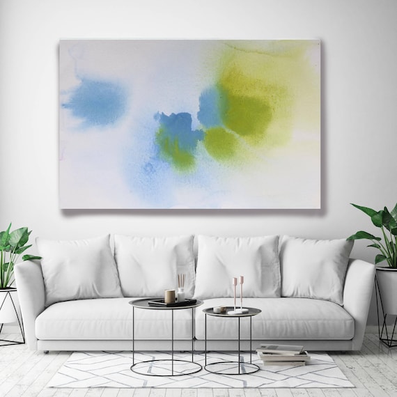 Coastal Watercolor Abstract 85. Watercolor Abstract Blue Green Canvas Art Print, Watercolor Painting Print up to 72" by Irena Orlov