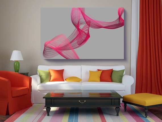 Color Movement Abstract 2. Abstract New Media Art, Wall Decor, Extra Large Abstract Gray Magenta Canvas Art Print up to 72" by Irena Orlov