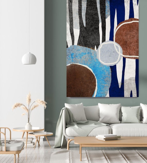 Zebra Abstract variation IV, Abstract Wall Art Pink Blue Art Painting Print on Canvas, Large Canvas Print, Blue Brown Zebra Canvas Wall Art