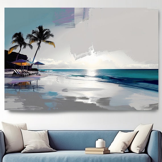 Contemporary Shoreline Bliss-2 / California Canvas Print, Ocean Wall Art, Abstract Beach Canvas Print, Beach Wall Art Living Room Decor